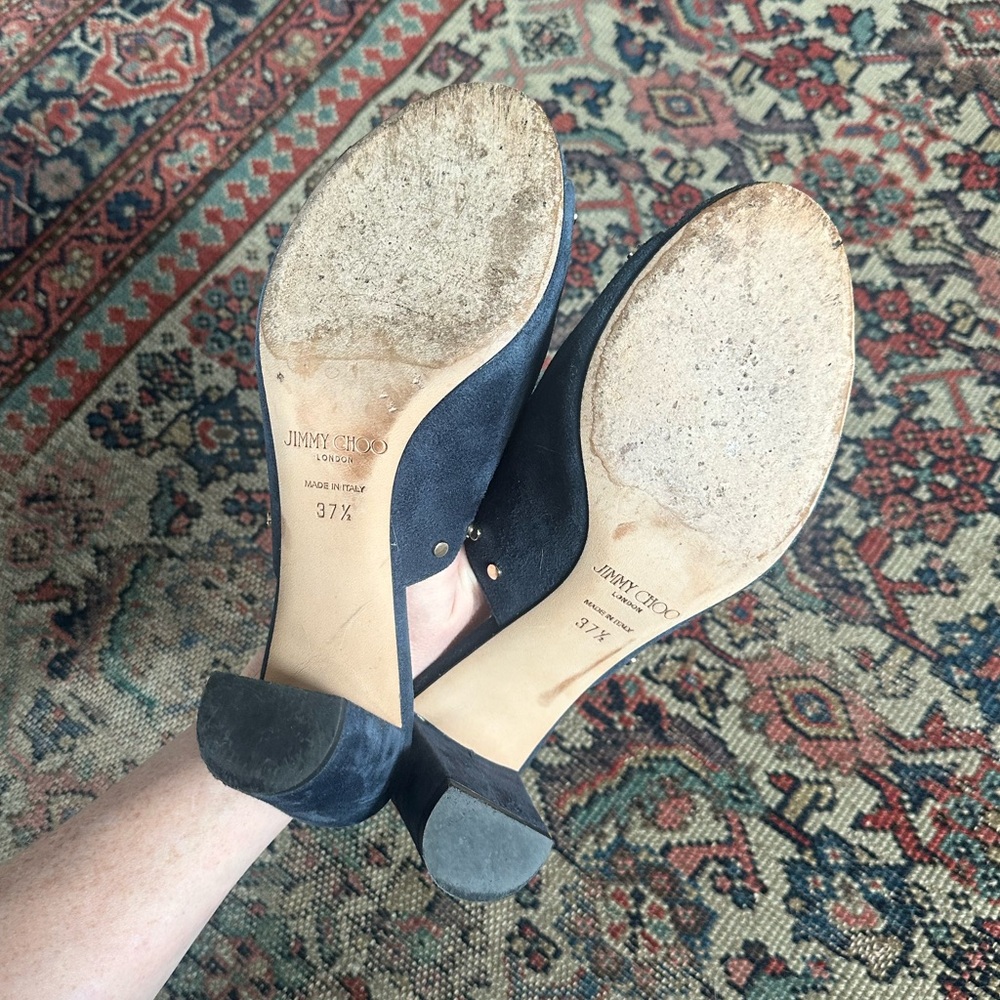 Jimmy Choo Myla Mule in Navy Suede - Picture 5 of 7